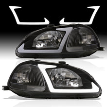 Load image into Gallery viewer, Honda Civic 1996-1998 LED DRL Bar Factory Style Headlights Black Housing Clear Len Clear Reflector