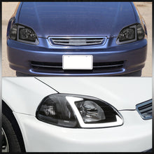Load image into Gallery viewer, Honda Civic 1996-1998 LED DRL Bar Factory Style Headlights Black Housing Clear Len Clear Reflector