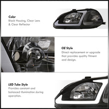 Load image into Gallery viewer, Honda Civic 1996-1998 LED DRL Bar Factory Style Headlights Black Housing Clear Len Clear Reflector