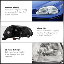 Load image into Gallery viewer, Honda Civic 1996-1998 LED DRL Bar Factory Style Headlights Chrome Housing Clear Len Clear Reflector