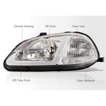 Load image into Gallery viewer, Honda Civic 1996-1998 LED DRL Bar Factory Style Headlights Chrome Housing Clear Len Clear Reflector