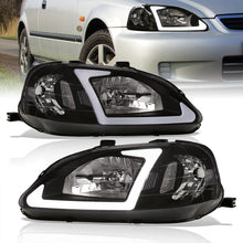 Load image into Gallery viewer, Honda Civic 1999-2000 LED DRL Bar Factory Style Headlights Black Housing Clear Len Clear Reflector