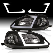 Load image into Gallery viewer, Honda Civic 1999-2000 LED DRL Bar Factory Style Headlights Black Housing Clear Len Clear Reflector