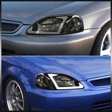Load image into Gallery viewer, Honda Civic 1999-2000 LED DRL Bar Factory Style Headlights Black Housing Clear Len Clear Reflector