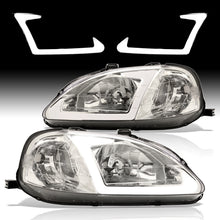 Load image into Gallery viewer, Honda Civic 1999-2000 LED DRL Bar Factory Style Headlights Chrome Housing Clear Len Clear Reflector
