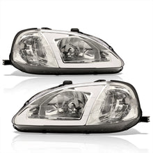 Load image into Gallery viewer, Honda Civic 1999-2000 LED DRL Bar Factory Style Headlights Chrome Housing Clear Len Clear Reflector