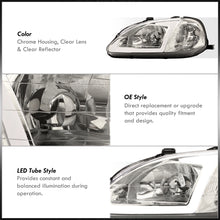 Load image into Gallery viewer, Honda Civic 1999-2000 LED DRL Bar Factory Style Headlights Chrome Housing Clear Len Clear Reflector