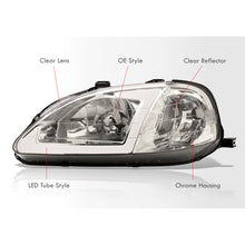 Load image into Gallery viewer, Honda Civic 1999-2000 LED DRL Bar Factory Style Headlights Chrome Housing Clear Len Clear Reflector