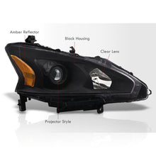 Load image into Gallery viewer, Nissan Altima Sedan 2013-2015 Factory Style Projector Headlights Black Housing Clear Len Amber Reflector (Halogen Models Only)