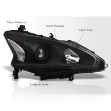 Load image into Gallery viewer, Nissan Altima Sedan 2013-2015 Factory Style Projector Headlights Black Housing Clear Len Clear Reflector (Halogen Models Only)