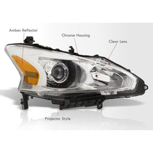 Load image into Gallery viewer, Nissan Altima Sedan 2013-2015 Factory Style Projector Headlights Chrome Housing Clear Len Amber Reflector (Halogen Models Only)