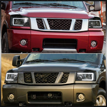 Load image into Gallery viewer, Nissan Titan 2004-2015 / Armada 2004-2007 LED DRL Bar Factory Style Headlights Black Housing Clear Len Clear Reflector