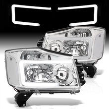 Load image into Gallery viewer, Nissan Titan 2004-2015 / Armada 2004-2007 LED DRL Bar Factory Style Headlights Chrome Housing Clear Len Clear Reflector