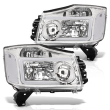 Load image into Gallery viewer, Nissan Titan 2004-2015 / Armada 2004-2007 LED DRL Bar Factory Style Headlights Chrome Housing Clear Len Clear Reflector