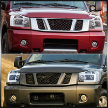 Load image into Gallery viewer, Nissan Titan 2004-2015 / Armada 2004-2007 LED DRL Bar Factory Style Headlights Chrome Housing Clear Len Clear Reflector