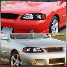 Load image into Gallery viewer, Nissan Sentra 2000-2003 Factory Style Headlights Black Housing Clear Len Amber Reflector