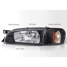 Load image into Gallery viewer, Subaru Impreza 1993-2001 Factory Style Headlights + Corners Black Housing Clear Len Amber Reflector