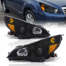 Load image into Gallery viewer, Subaru Legacy / Outback 2010-2014 Factory Style Headlights Black Housing Clear Len Amber Reflector