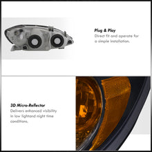 Load image into Gallery viewer, Toyota Camry 2002-2004 Factory Style Headlights Black Housing Clear Len Amber Reflector