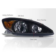 Load image into Gallery viewer, Toyota Camry 2002-2004 Factory Style Headlights Black Housing Clear Len Amber Reflector