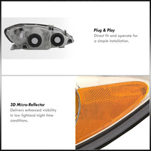Load image into Gallery viewer, Toyota Camry 2002-2004 Factory Style Headlights Chrome Housing Clear Len Amber Reflector