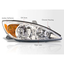 Load image into Gallery viewer, Toyota Camry 2002-2004 Factory Style Headlights Chrome Housing Clear Len Amber Reflector