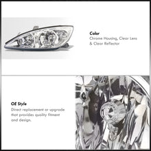 Load image into Gallery viewer, Toyota Camry 2002-2004 Factory Style Headlights Chrome Housing Clear Len Clear Reflector