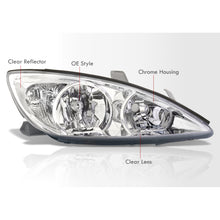Load image into Gallery viewer, Toyota Camry 2002-2004 Factory Style Headlights Chrome Housing Clear Len Clear Reflector