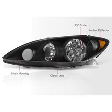 Load image into Gallery viewer, Toyota Camry 2005-2006 Factory Style Headlights Black Housing Clear Len Amber Reflector