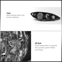 Load image into Gallery viewer, Toyota Camry 2005-2006 Factory Style Headlights Black Housing Clear Len Clear Reflector