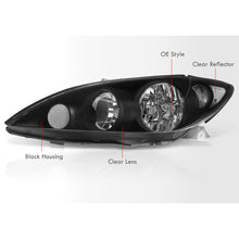 Load image into Gallery viewer, Toyota Camry 2005-2006 Factory Style Headlights Black Housing Clear Len Clear Reflector