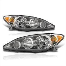 Load image into Gallery viewer, Toyota Camry 2005-2006 Factory Style Headlights Chrome Housing Clear Len Amber Reflector