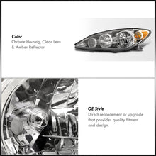 Load image into Gallery viewer, Toyota Camry 2005-2006 Factory Style Headlights Chrome Housing Clear Len Amber Reflector