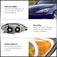 Load image into Gallery viewer, Toyota Camry 2005-2006 Factory Style Headlights Chrome Housing Clear Len Amber Reflector