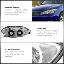 Load image into Gallery viewer, Toyota Camry 2005-2006 Factory Style Headlights Chrome Housing Clear Len Clear Reflector