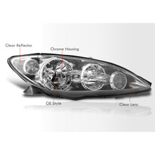 Load image into Gallery viewer, Toyota Camry 2005-2006 Factory Style Headlights Chrome Housing Clear Len Clear Reflector