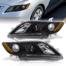 Load image into Gallery viewer, Toyota Camry 2007-2009 Factory Style Projector Headlights Black Housing Clear Len Amber Reflector