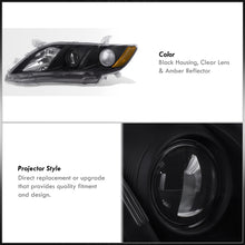 Load image into Gallery viewer, Toyota Camry 2007-2009 Factory Style Projector Headlights Black Housing Clear Len Amber Reflector