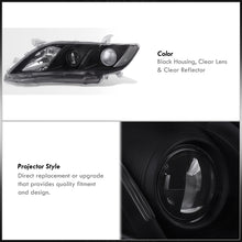 Load image into Gallery viewer, Toyota Camry 2007-2009 Factory Style Projector Headlights Black Housing Clear Len Clear Reflector
