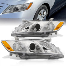 Load image into Gallery viewer, Toyota Camry 2007-2009 Factory Style Projector Headlights Chrome Housing Clear Len Amber Reflector