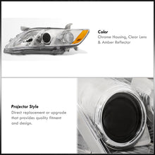Load image into Gallery viewer, Toyota Camry 2007-2009 Factory Style Projector Headlights Chrome Housing Clear Len Amber Reflector