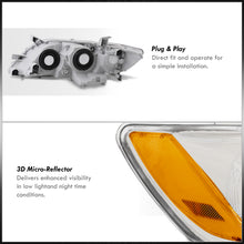 Load image into Gallery viewer, Toyota Camry 2007-2009 Factory Style Projector Headlights Chrome Housing Clear Len Amber Reflector