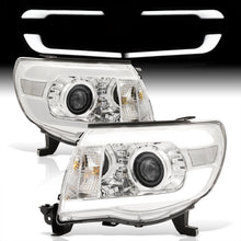 Load image into Gallery viewer, Toyota Tacoma 2005-2011 LED DRL Bar Projector Headlights Chrome Housing Clear Len Clear Reflector