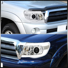 Load image into Gallery viewer, Toyota Tacoma 2005-2011 LED DRL Bar Projector Headlights Chrome Housing Clear Len Clear Reflector