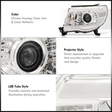 Load image into Gallery viewer, Toyota Tacoma 2005-2011 LED DRL Bar Projector Headlights Chrome Housing Clear Len Clear Reflector