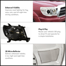 Load image into Gallery viewer, Toyota Tacoma 2005-2011 LED DRL Bar Projector Headlights Chrome Housing Clear Len Clear Reflector