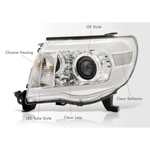 Load image into Gallery viewer, Toyota Tacoma 2005-2011 LED DRL Bar Projector Headlights Chrome Housing Clear Len Clear Reflector