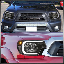 Load image into Gallery viewer, Toyota Tacoma 2012-2015 LED DRL Bar Projector Headlights Black Housing Clear Len Clear Reflector