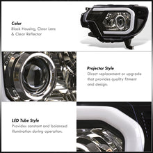 Load image into Gallery viewer, Toyota Tacoma 2012-2015 LED DRL Bar Projector Headlights Black Housing Clear Len Clear Reflector