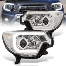 Load image into Gallery viewer, Toyota Tacoma 2012-2015 LED DRL Bar Projector Headlights Chrome Housing Clear Len Clear Reflector